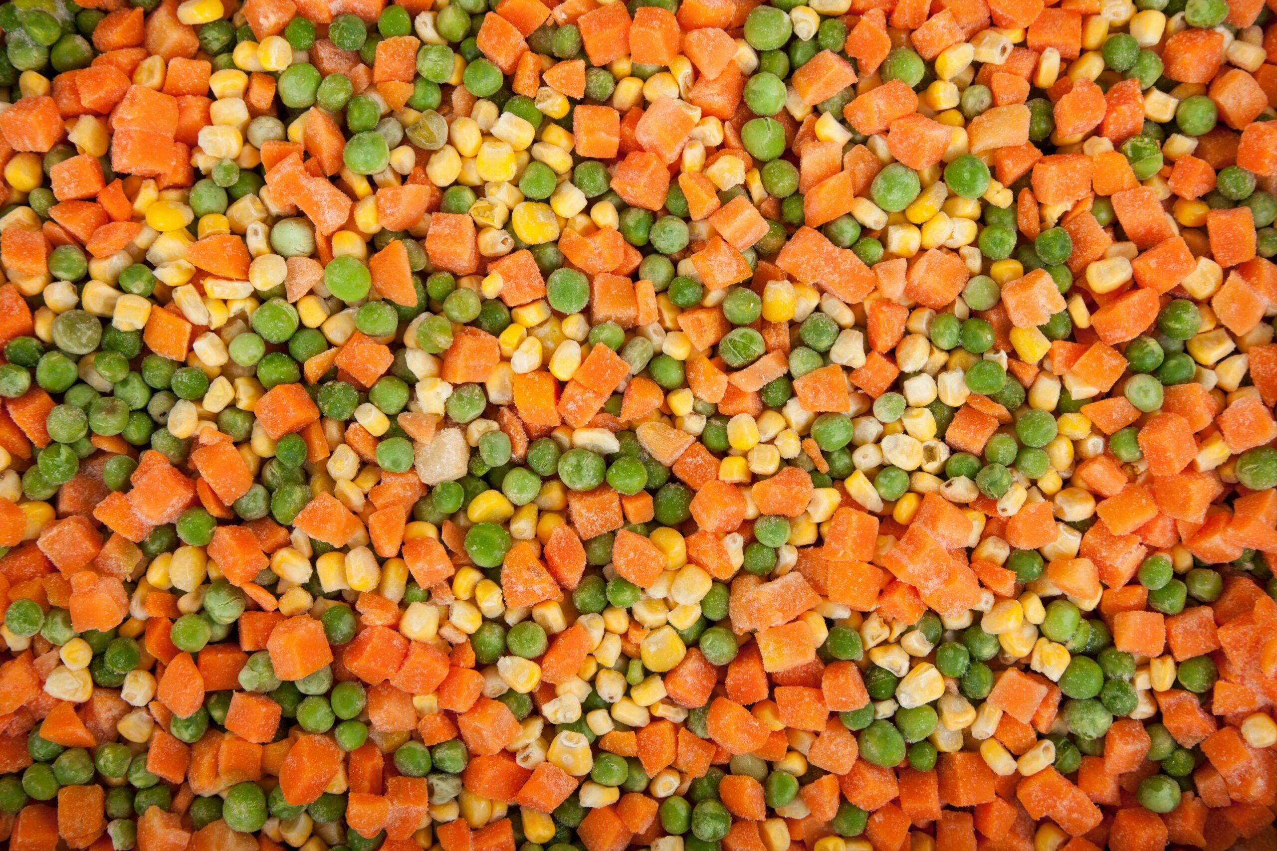 Frozen peas, carrots, and corn