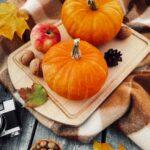 Pumpkins, apples, and nuts used to make pumpkin oatmeal.